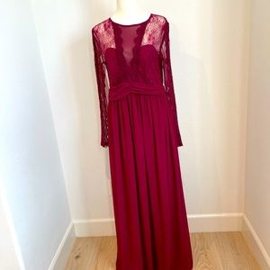TFNC London Long Sleeve Lace Special Occasion Dress in Berry Color (Size 10)